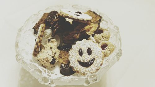 High angle view of dessert in plate