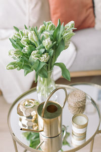Close-up of hand on table