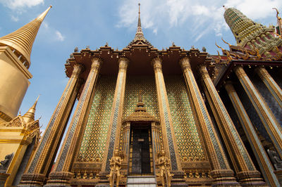 Low angle view of temple building against sky