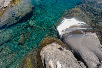 Low section of fishing net on beach