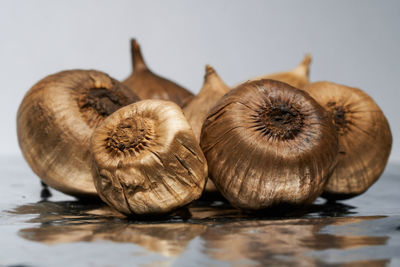 Close-up of garlic for healthy on table