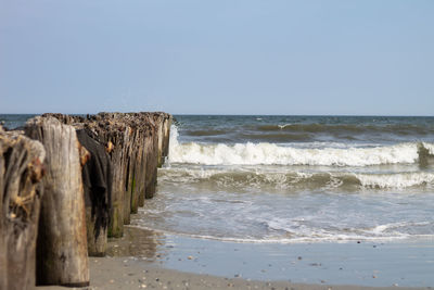 Scenic view of sea against clear sky