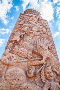 Low angle view of statue against building