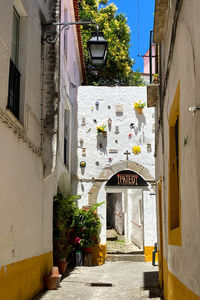 Narrow alley amidst buildings in town