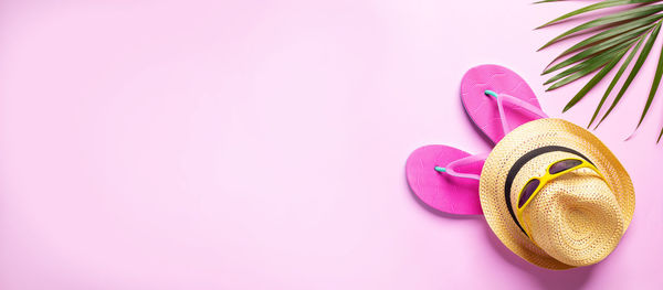 Close-up of stuffed toy against pink background