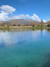 Scenic view of lake against sky