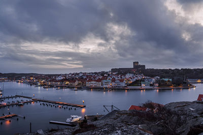 An evening view over the idyllic island town of marstrand on the swedish west coast.