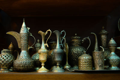 Close-up of decorative container on table