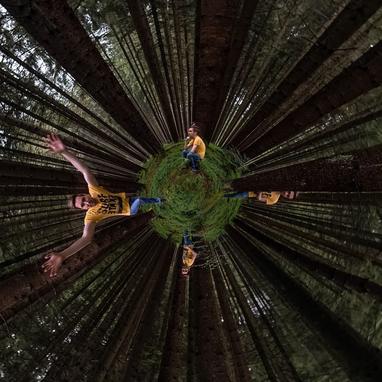 REAR VIEW OF PEOPLE WALKING ON WOODEN CEILING