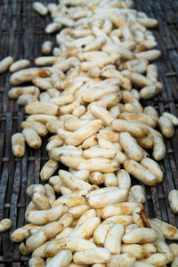 High angle view of roasted coffee beans in market