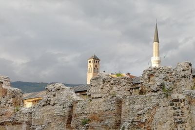 Low angle view of old building against sky