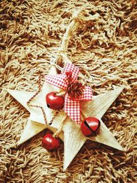 High angle view of christmas decoration