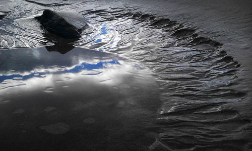 High angle view of frozen sea