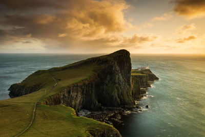 Scenic view of sea against sky during sunset