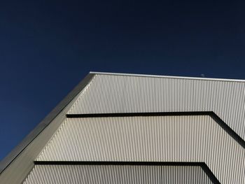 Low angle view of building against clear blue sky