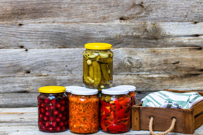 High angle view of food on table