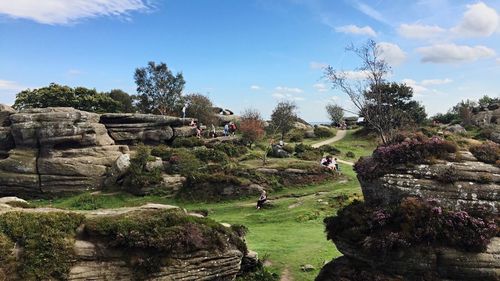 Scenic view of people in park