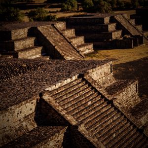 High angle view of steps