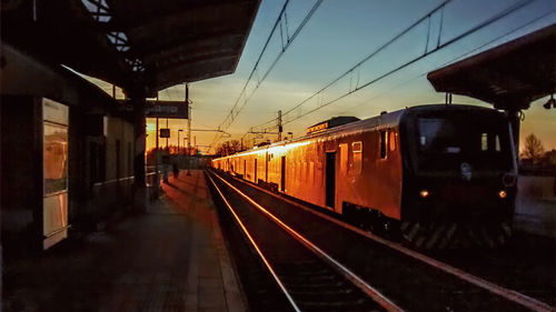 Train on railroad station platform