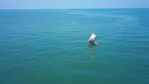 High angle view of boat in sea