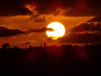 Silhouette landscape against sky during sunset