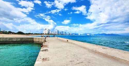 View of sea against cloudy sky