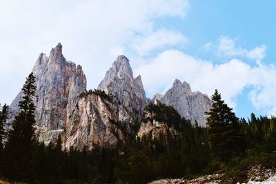 Low angle view of rocks against sky