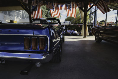 Cars parked on street in city