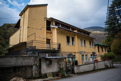 Low angle view of residential buildings against sky