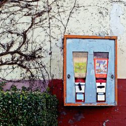 Close-up of telephone booth