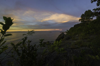 Scenic view of sea against sky during sunset