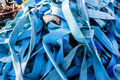 Full frame shot of blue ropes