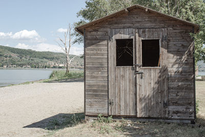 Tree by building against sky