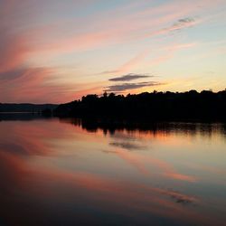 Scenic view of lake at sunset