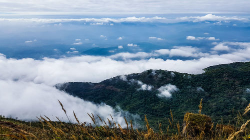 Scenic view of mountains against sky