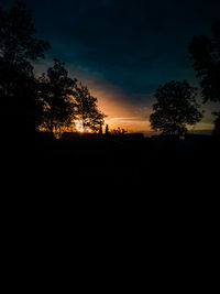 Silhouette trees against sky during sunset