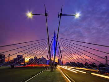 View of bridge in city at sunset