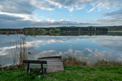 Scenic view of lake against sky