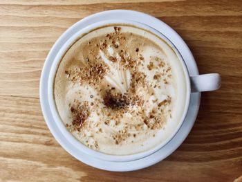 High angle view of coffee on table