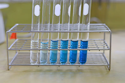 Close-up of glasses on table