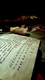 Close-up of pen on paper