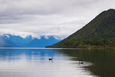 Scenic view of lake and mountains