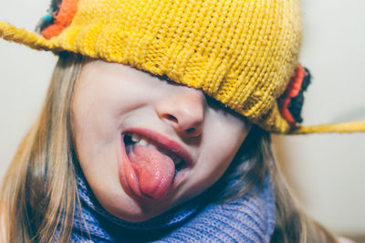 Portrait of cute girl wearing hat