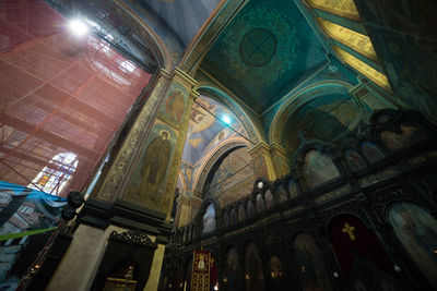 Low angle view of illuminated cathedral