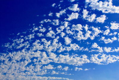 Low angle view of clouds in blue sky