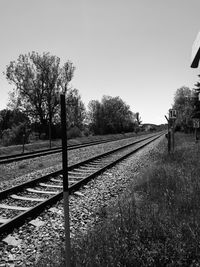 View of railway tracks against clear sky