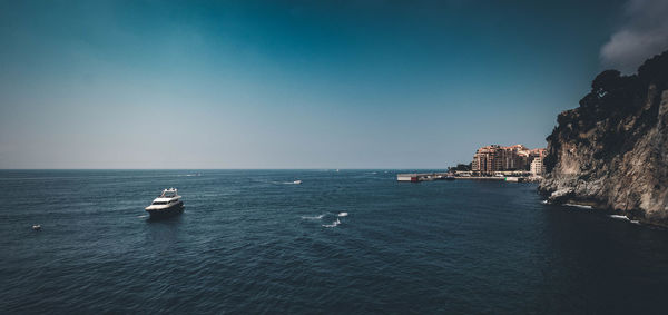 Scenic view of sea against clear sky