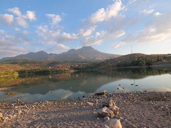 Scenic view of lake against sky