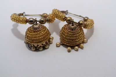 High angle view of shells on table