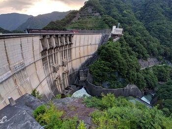 High angle view of dam on mountain